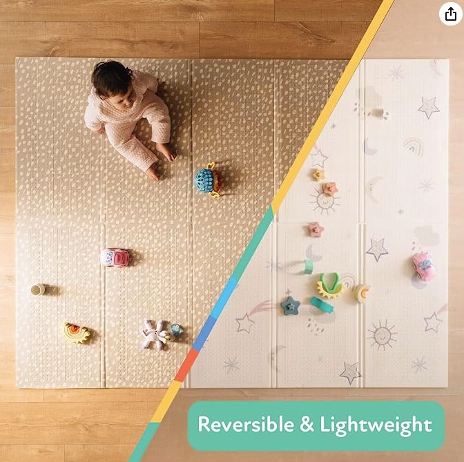 Nuby Reversible Soft Floor Mat, Foldable and Lightweight for Easy Storage and Travel,