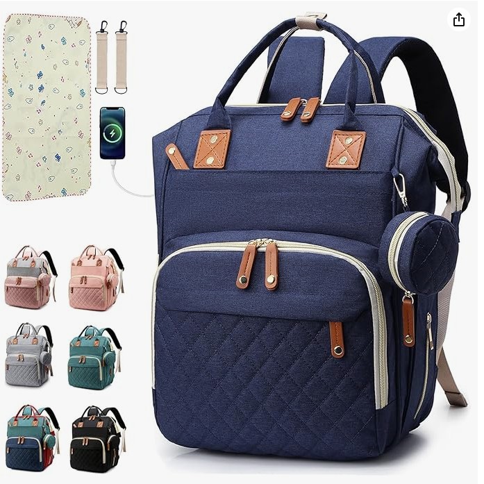 SHITIESHOU Diaper Bag Backpack Baby Bag, Baby Girl Boy Diaper Bag for Dad Mom with Pad, 16 Pockets