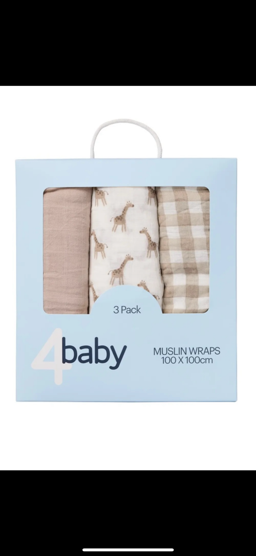 Muslin Wraps - 4baby Gingham 3 Pack - Natural