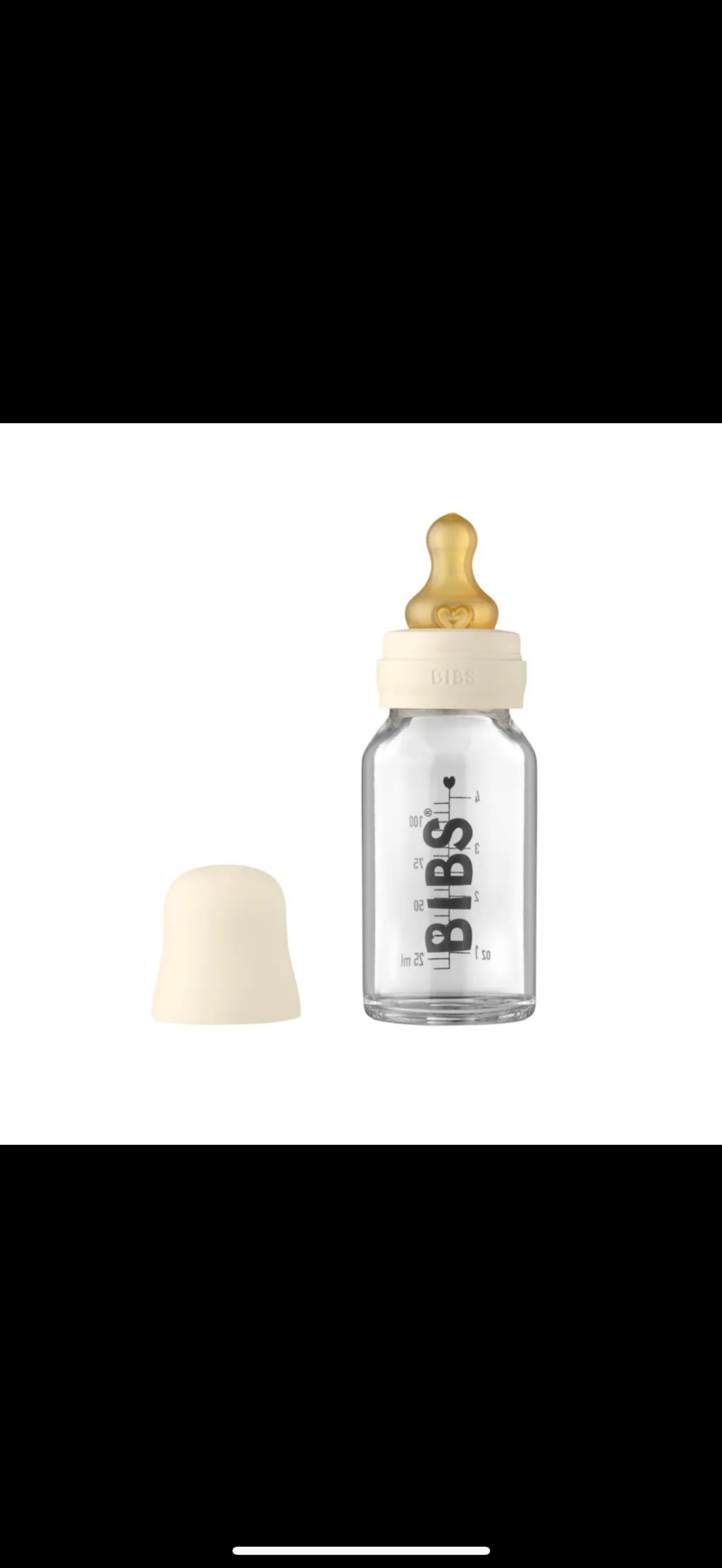 Baby Bottle - BIBS - Glass Bottle - 110ML - Ivory