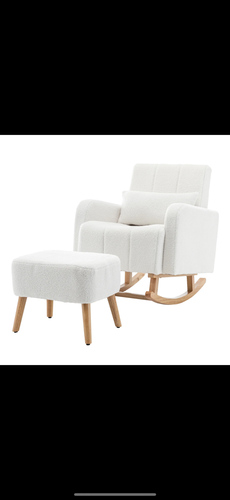 Rocking Chair with Ottoman - Gamila Boucle - Cream White - Luxo Living
