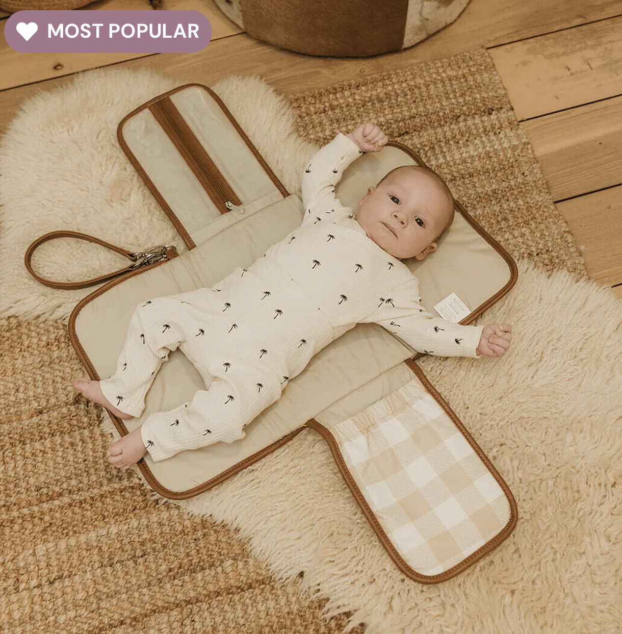 Change Mat Clutch - Beige Gingham - OiOi