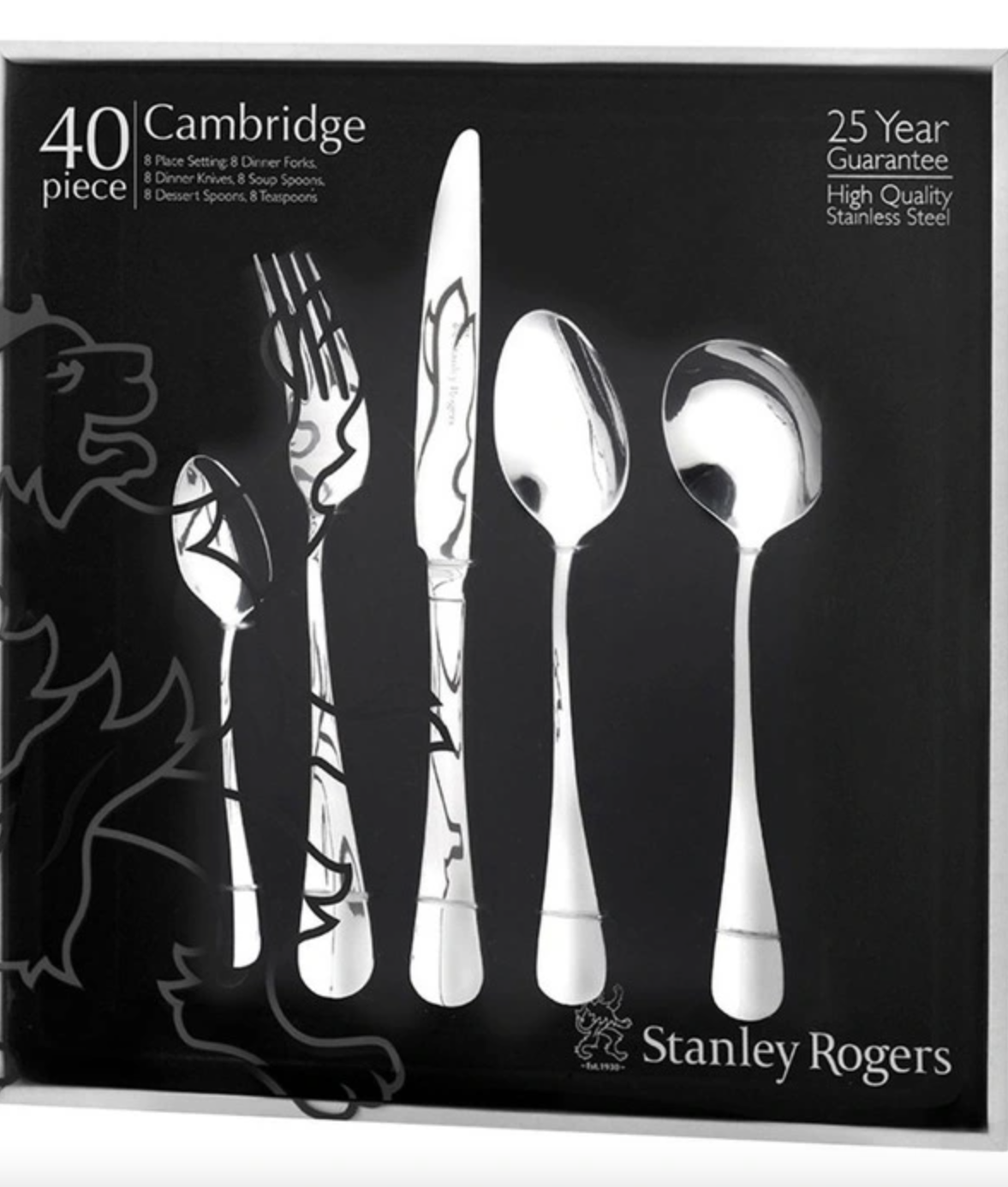 Cambridge Cutlery Set 40 Piece in Silver