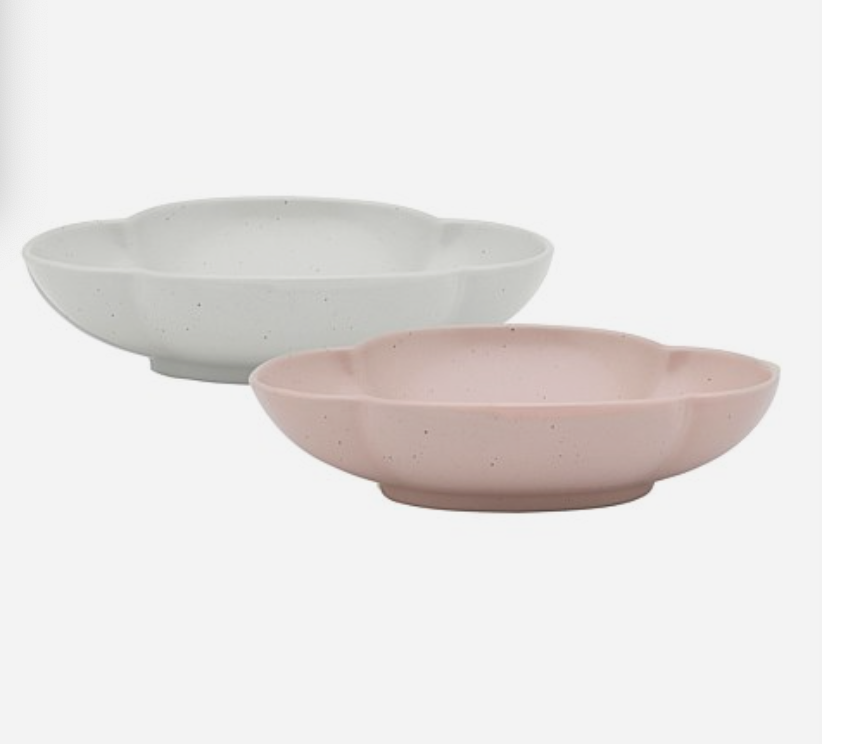 Bloom Oval Dip Bowls Set of 2 Birch, Sea Salt