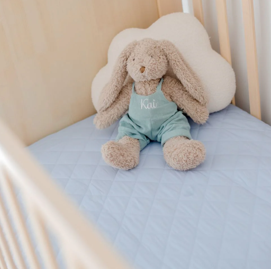 Waterproof Fitted Cot Sheet | Dusty Sky Blue