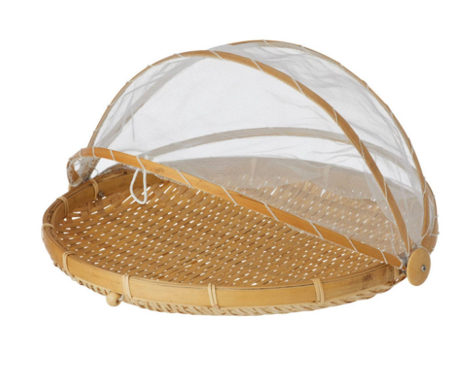 Collapsible Mesh Food Cover With Bamboo Tray