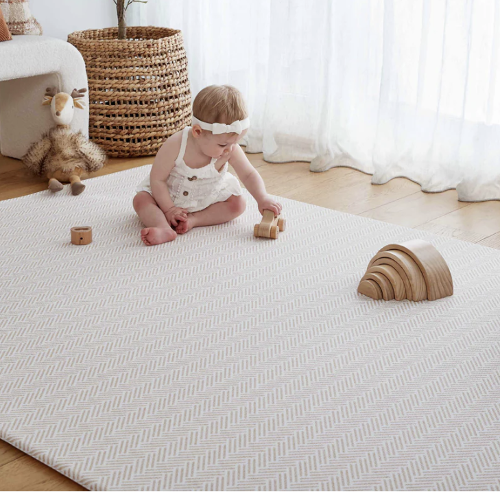 Herringbone / Vintage Jute Play Mat (Large)