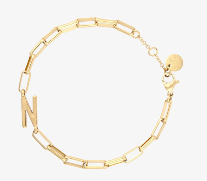 Initial Paperclip Chain Bracelet