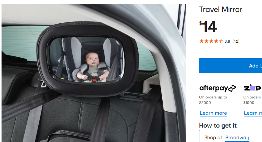 Baby travel mirror