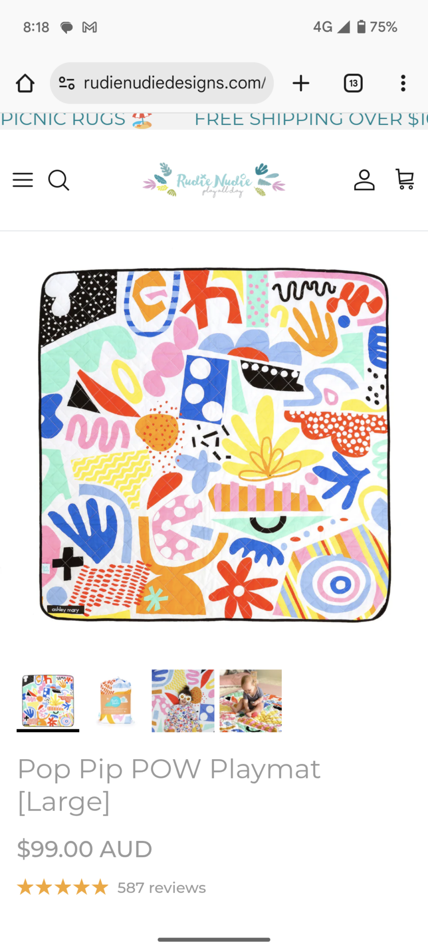 Rudie Nudie Pop Pip POW Playmat [Large]