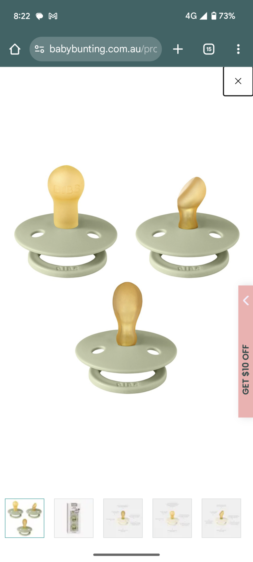 Bibs Try-It Pacifier Sage 3 Pack