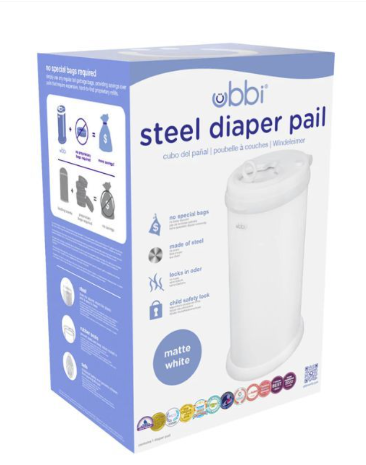 Ubbi Steel Diaper Pail - Matte White