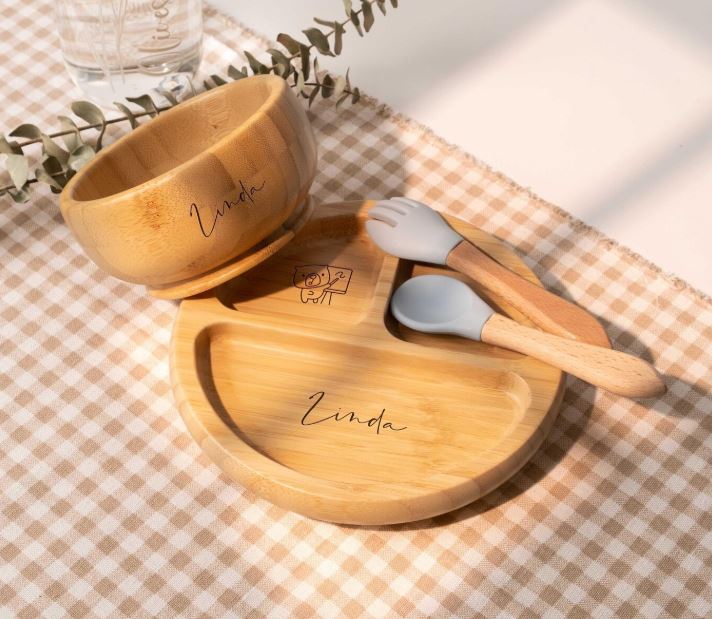 Personalized Bamboo Baby Weaning Set
