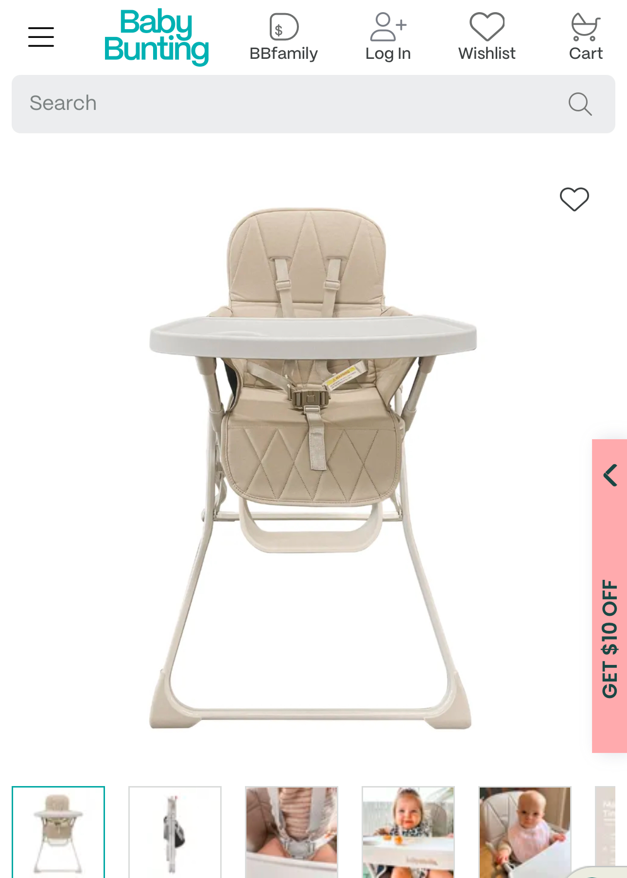 Baby Bunting: Super Slim- High Chair- Beige