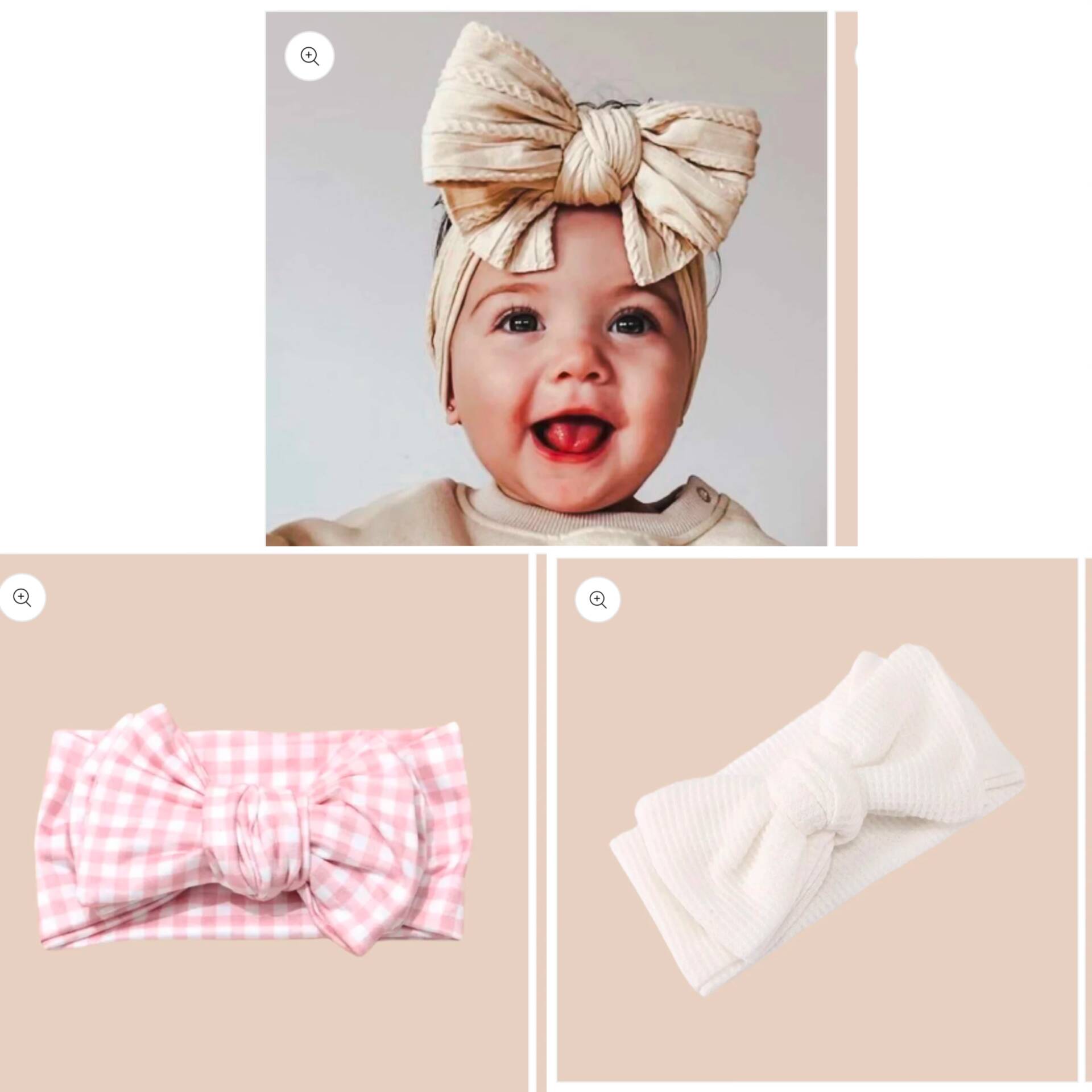 Pink + White + Sand  (individual Bows)