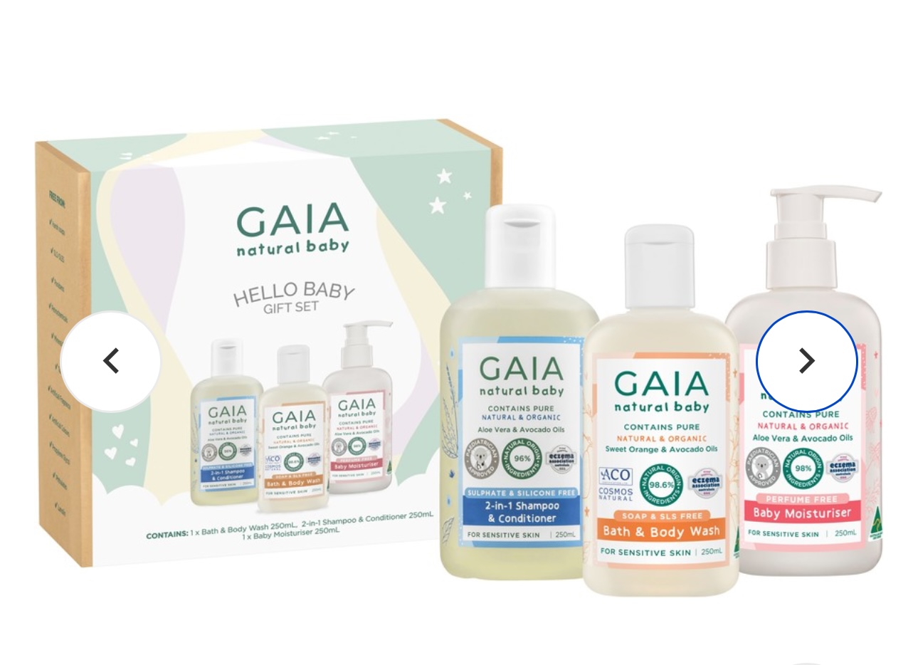 Gaia Natural Baby Hello Baby Gift Set 3 x 250ml