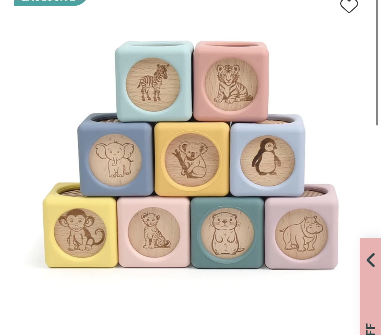Little Rawr Silicone 9 Pack Wood Blocks