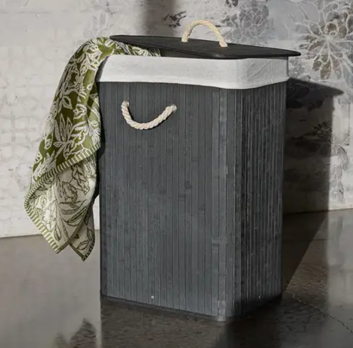 Collapsible Bamboo Laundry Hamper - Black