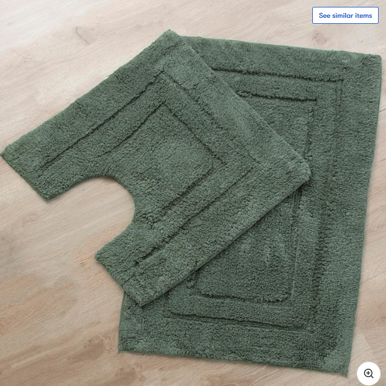 Renee Taylor 2 Piece 2200GSM Tufted Bath Mat Set Sage