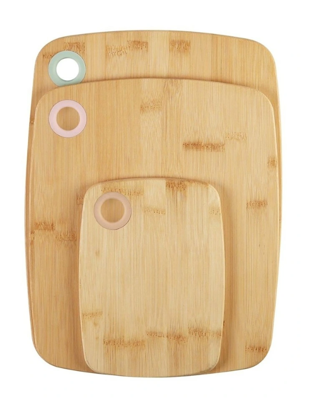 Bamboo Chopping Boards with Silicone Ring - Set of 3