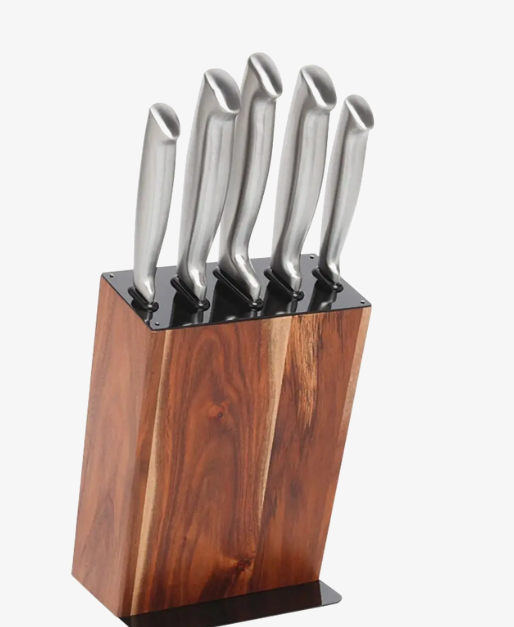 Stanley Rogers 6pc Acacia Black Knife Block Set