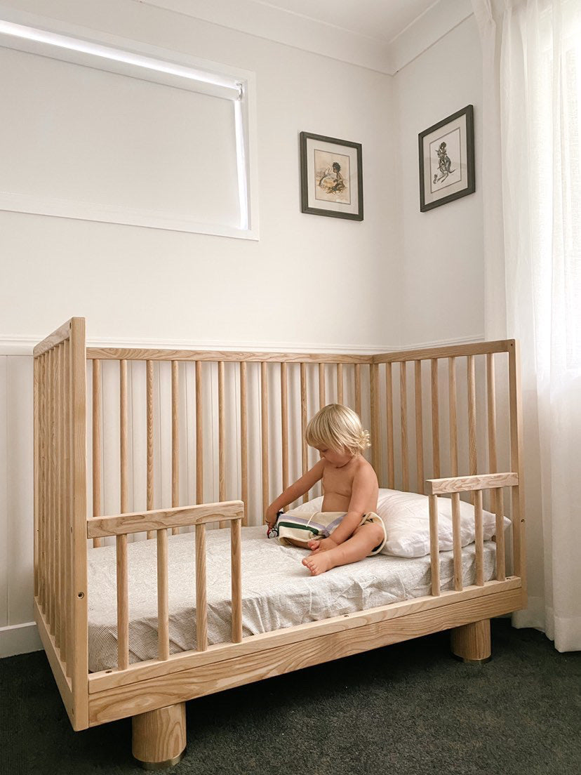 Pinstripe linen cot sheet