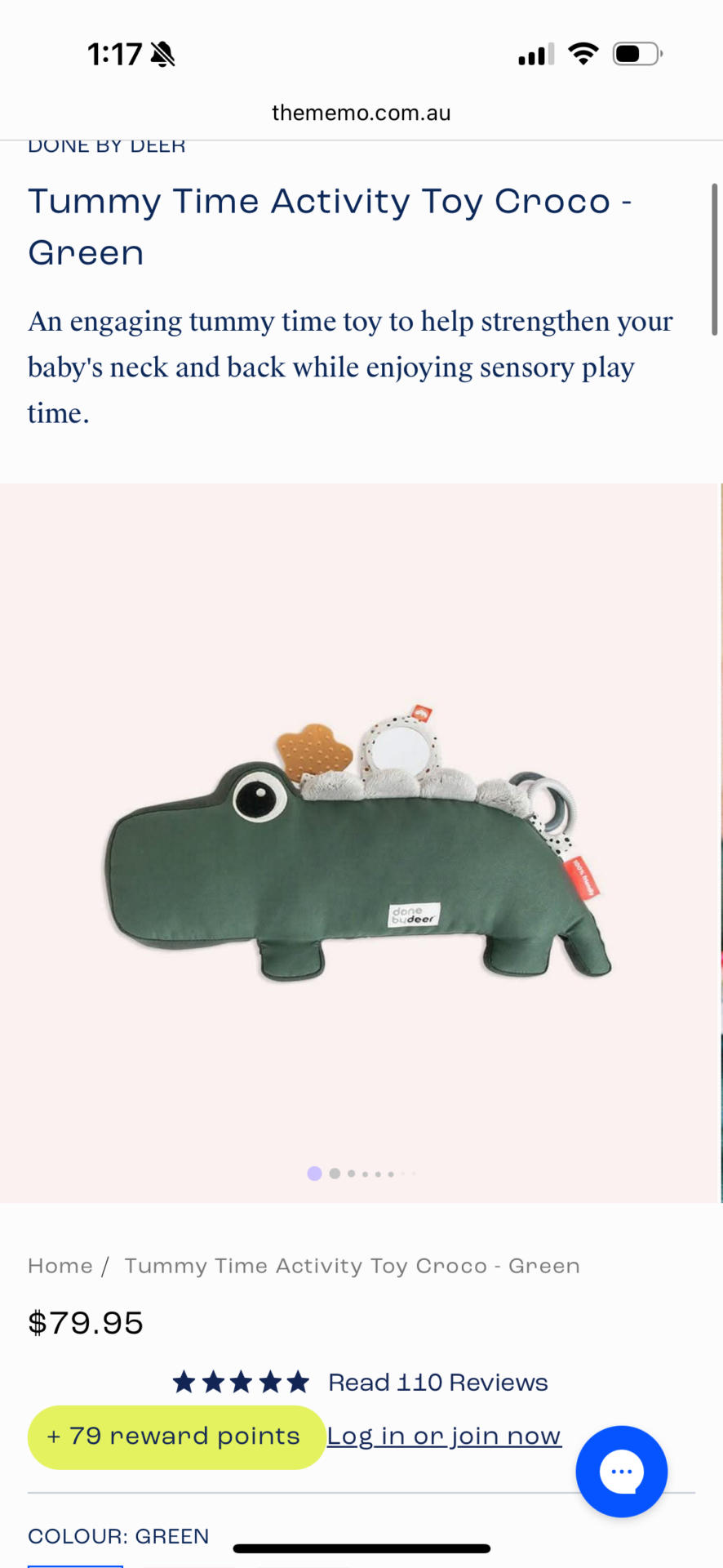 Croc tummy time pillow