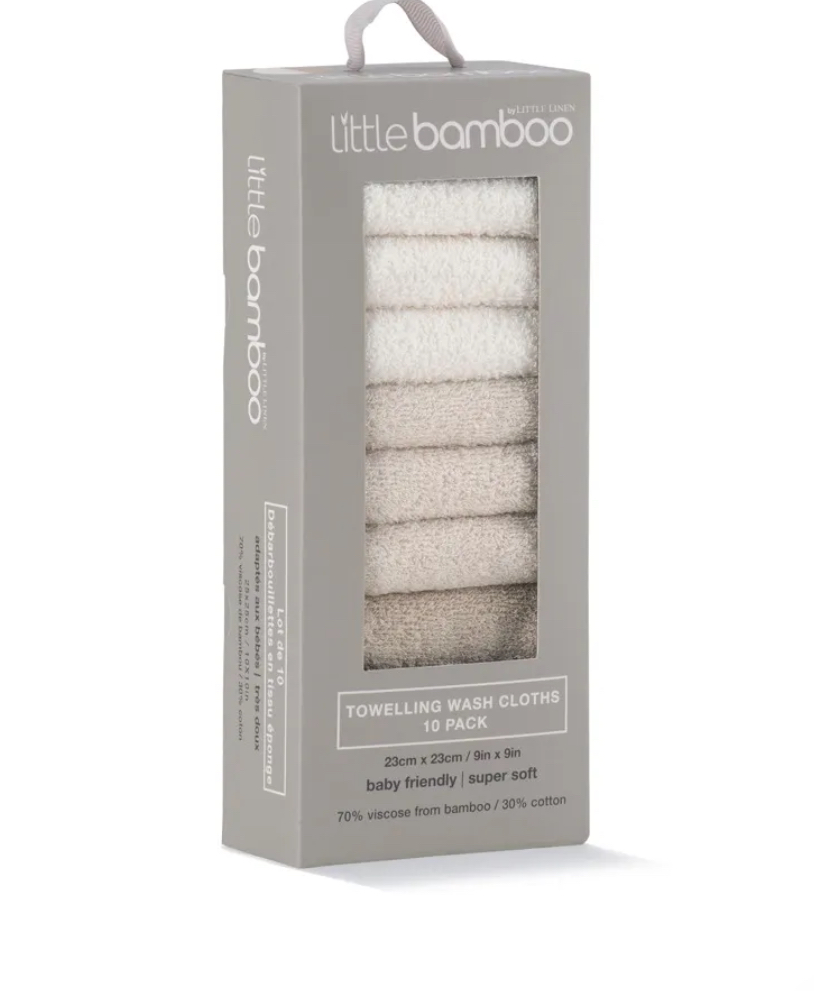 Bamboo 10 pack wash cloths - coffee