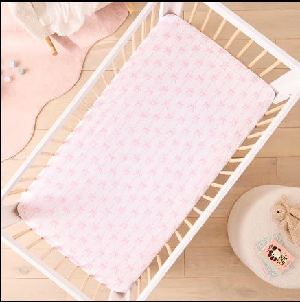 Beautiful Bow White Fitted Sheet 2pk - Bassinet