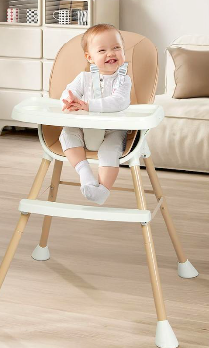 Bopeep Baby High Chair 6-In-1 Removable Seat and Trays Adjustable Height Eating - Pink