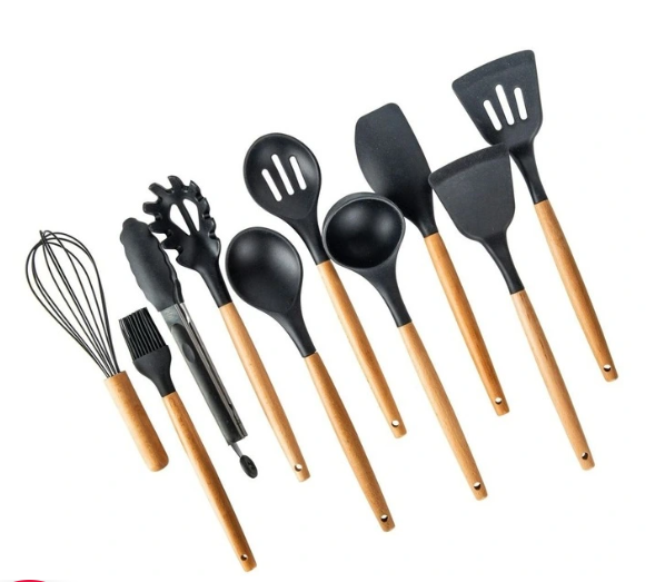 Silicone Utensil Set of 10 Piece in Black