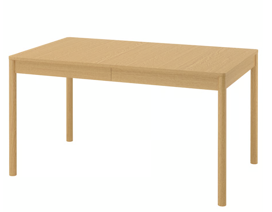 TONSTAD Extendable table, oak veneer, 140/196x85 cm