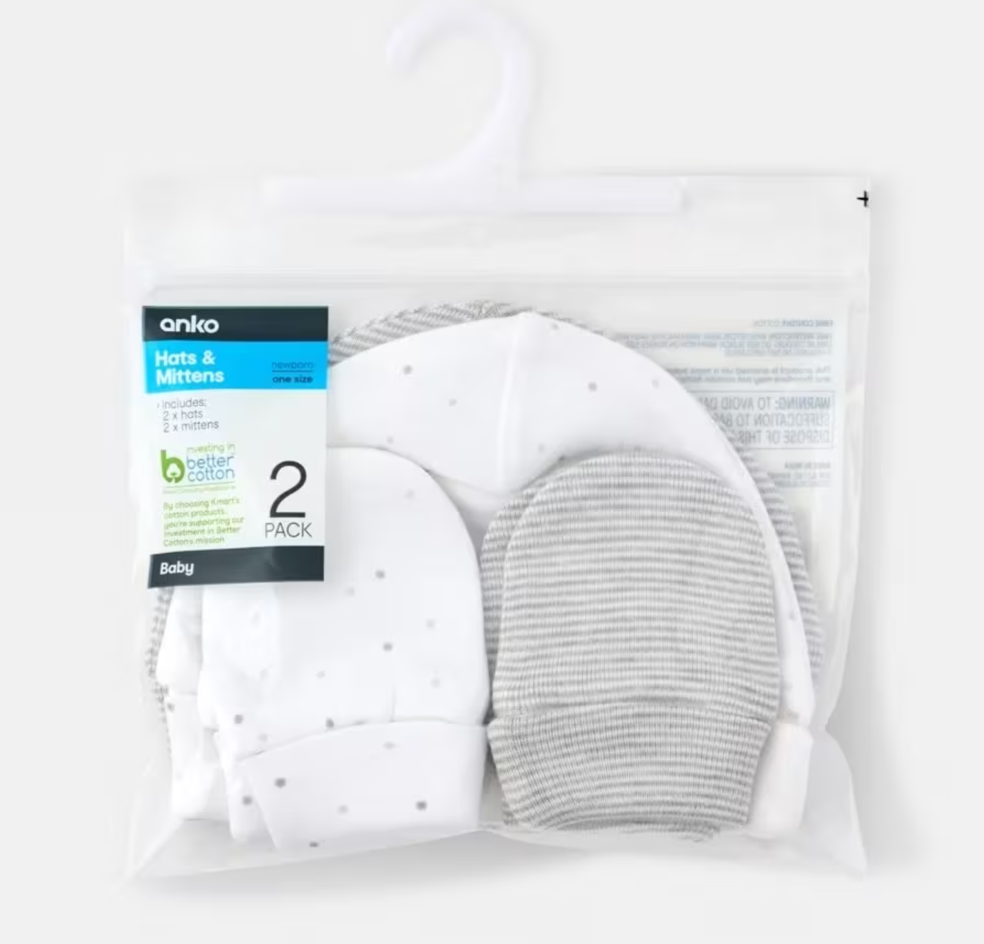 2 Pack Newborn Hat and Mittens Set