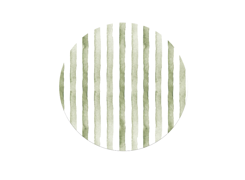 Olive Stripe Cork Backed Round Placemat Set/4 37cm