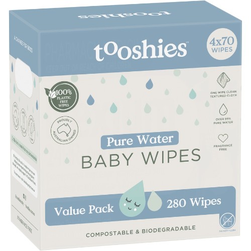 Tooshies ECO Pure Water Wipes 280 Pack - Fragrance Free