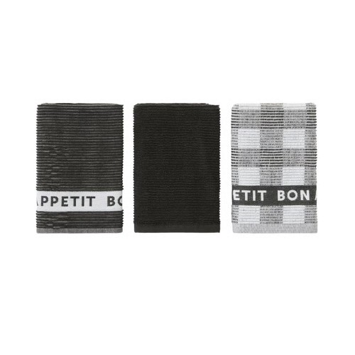 Australian Black & White Cotton Tea Towels Pack of 3
