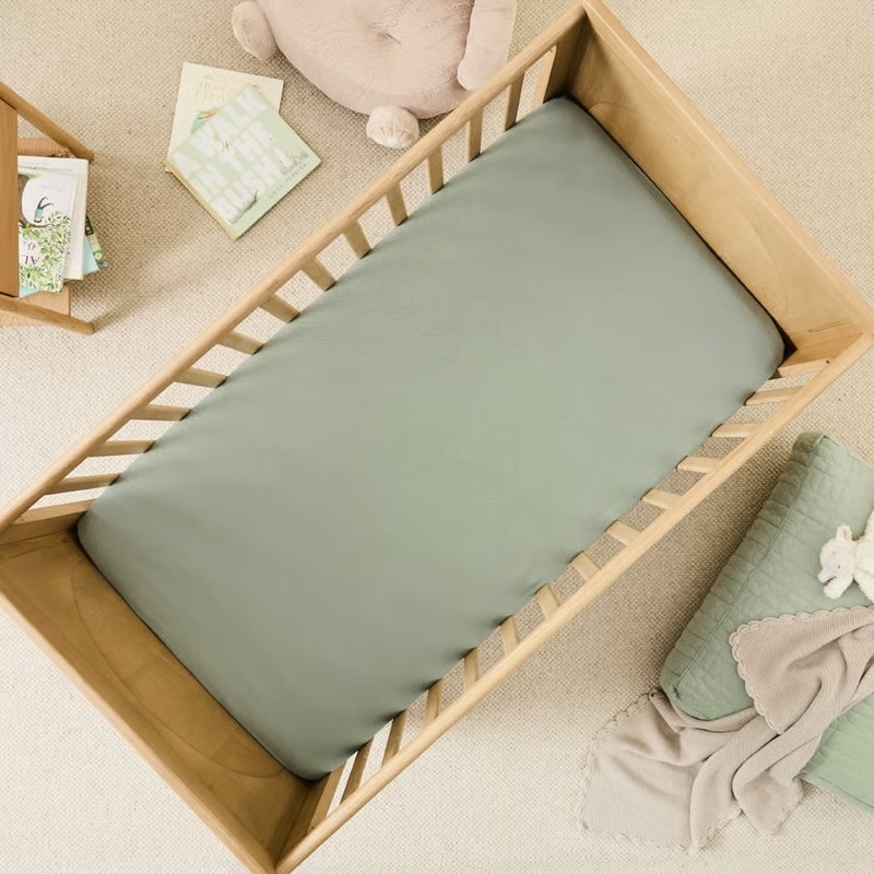 Jersey Pointelle Green Fitted Sheet Pack of 2