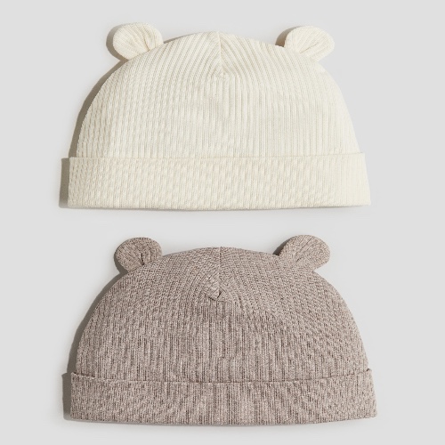 2-PACK RIB EAR APPLIQUÉ BEANIES