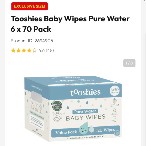 Tooshies 6 x 70 baby wipes chemist warehouse