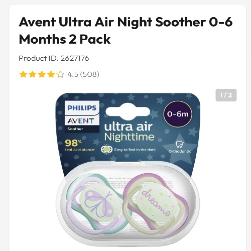 Avent Ultra air night soother 0-6 months