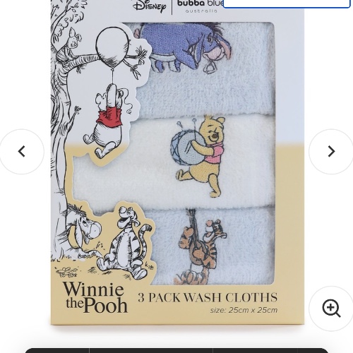 Winnie The Pooh Wash Cloths 3 Pack