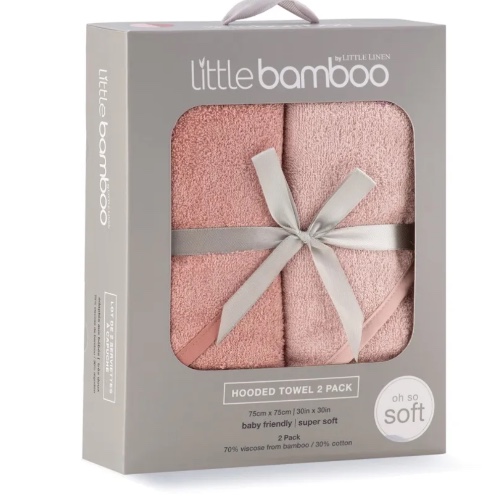 Little Bamboo Hooded Towels 2 Pack Dusty Rose