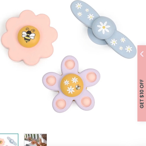 Little Rawr Suction Spinners 3 Pack Flowers
