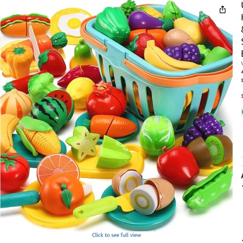 Uandhome 30 Pcs Cutting Play Food Toy