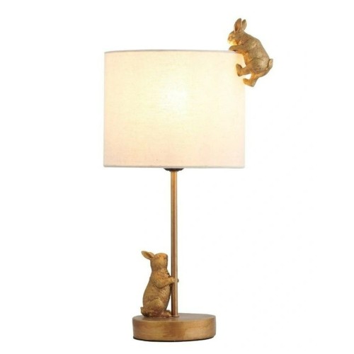 Two Rabbits Playing Table Lamp Gold/White