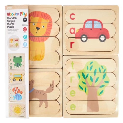 Wooden Play Simple Words Puzzle