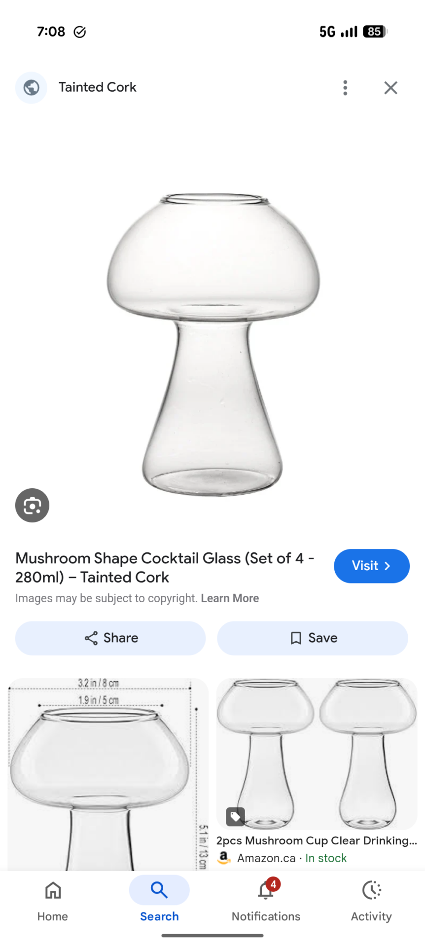 Mushroom cocktail glasses
