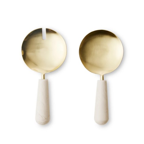 Madras Link - Aries Cream/Gold Resin Salad Server Set