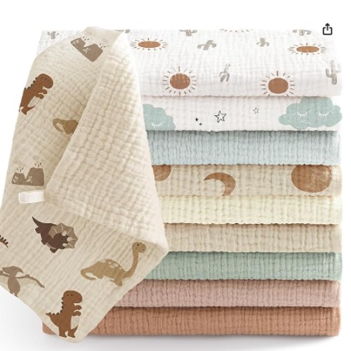 Bear Moss Baby Muslin Wash Cloths - 100% Coton