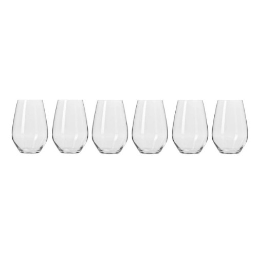 Krosno Harmony Stemless Wine Glasses Set of 6 600ml Gift Boxed